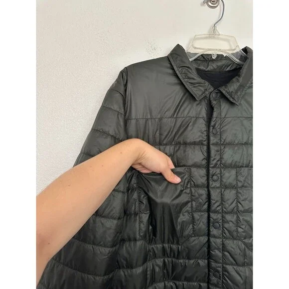Lululemon Ukee Quilted Puffer Jacket Snap Button Gator Green Athleisure Mens XXL